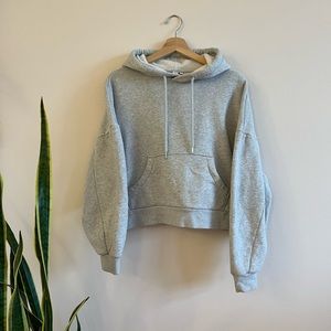 & Other Stories Cropped Hoodie In Heather Grey. Size Medium.